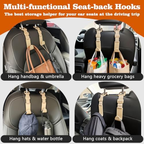 Amooca Anti-drop Car Headrest Hooks 4 Pack Seat Organizer - Image 5