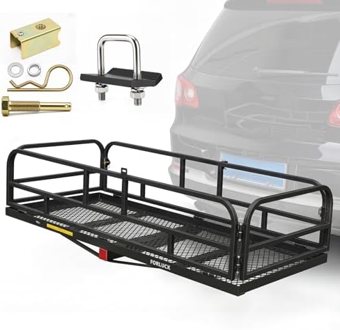 Forluck 60" x 24" x 14" Folding Hitch Mount Cargo Carrier, 500 lbs Capacity by Forluck