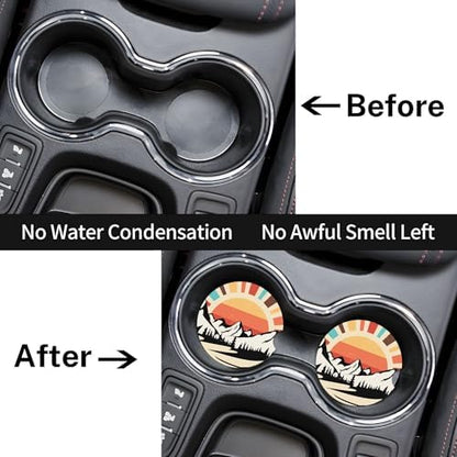 Mountain Sunset Car Cup Holder Coasters 2 Pack 2.63" - Image 2