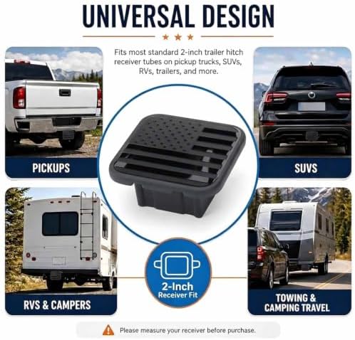 2" Hitch Cover American Flag Black Towing Hitch Covers Hitch Protector - Image 5