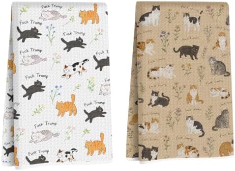 Cute Cat Trump Decor Kitchen Towels Funny Gifts by Lovdazzles