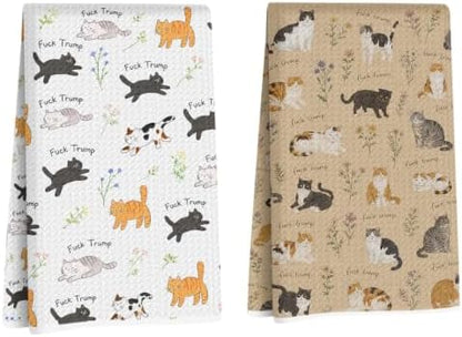 Cute Cat Trump Decor Kitchen Towels Funny Gifts by Lovdazzles
