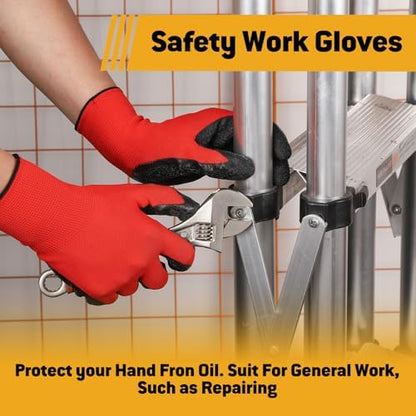 Work Gloves with Crinkle Latex Grip 12 Pairs, Medium/Large/X-Large - Image 6