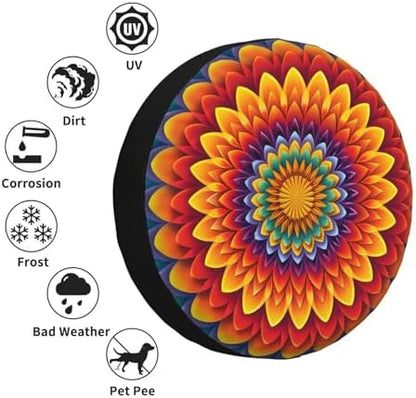 Mandala Spare Tire Cover Weatherproof Universal Wheel Protectors Wheel Covers - Image 5