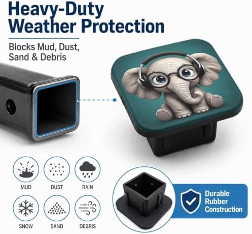 Cute Elephant Hitch Cover Receiver Tube Hitch Plug, Tool-Free Install Tow Hitch - Image 6