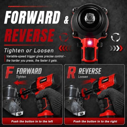 AOBEN Cordless Impact Wrench 1/2 Inch, Power Impact Gun Kit, Max - Image 4