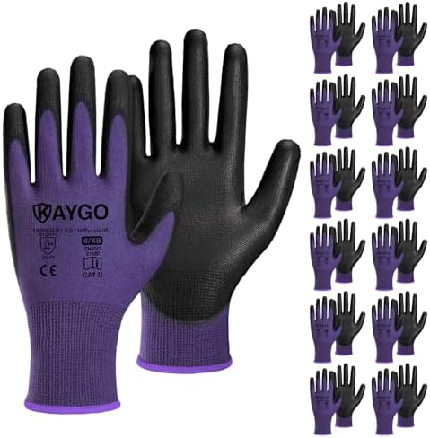 KAYGO Safety Work Gloves for Men Women, PU Coated Palm & Fingers by KAYGO