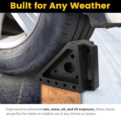 MaxxHaul Solid Rubber Wheel Chock 2-Pack | 8" x 4" x 6" Heavy-Duty Tire Stop | - Image 4