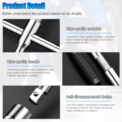 23" Extended Lug Wrench, 4 Way Automotive Wheel Lug Wrench - Image 3