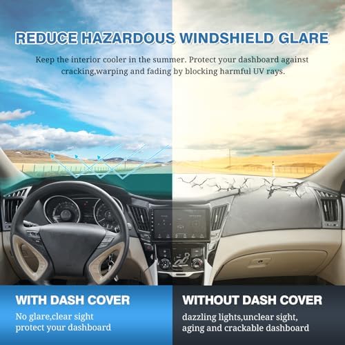 FIILINES Dash Cover for 2011 2012 2013 2014 Hyundai Sonata, Dashboard Cover Mat - Image 6