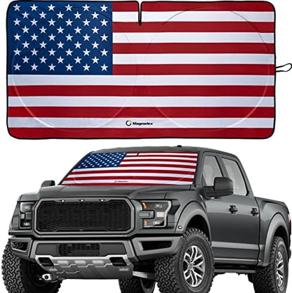 Magnelex American Flag Windshield Sun Shade, High-Resolution Sun Shield by Magnelex