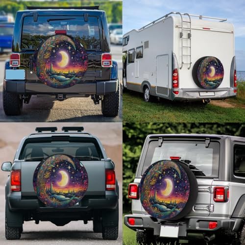 Spare Tire Cover for RV Trailer, Bohemian Moon Tire Covers Universal Fit for - Image 7