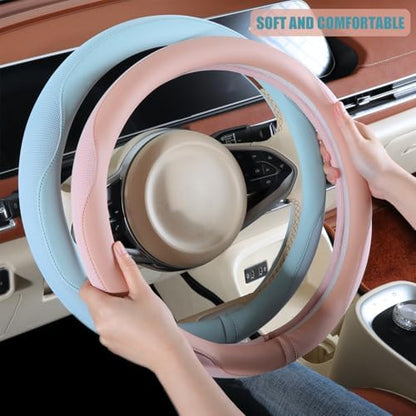 Nappa Leather Blue Steering Wheel Cover Large 16 inch - Image 4