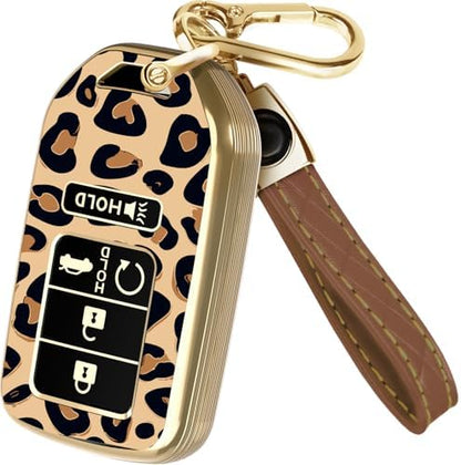 Lucrum Compatible with Honda Key Fob Cover & Leather Keychain by Lucrum
