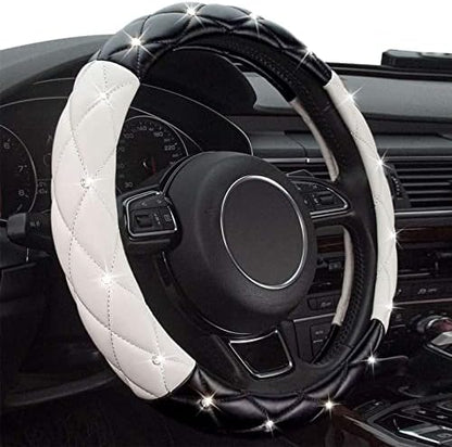 Black White Steering Wheel Cover, Anti-Slip Steering Wheel Protector - Image 3