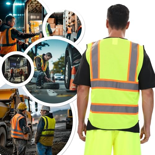 JKSafety Safety Vest for Men Women Hi Vis Reflective Vest JK220 YBlack XL - Image 6