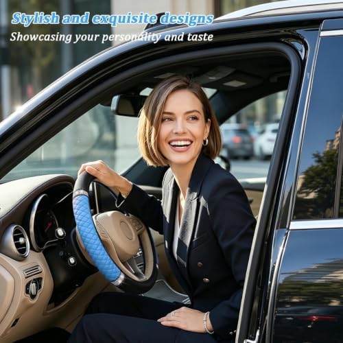 Bling Car Steering Wheel Cover, Crystal Rhinestones Vehicle Steering Guard Wrap - Image 6