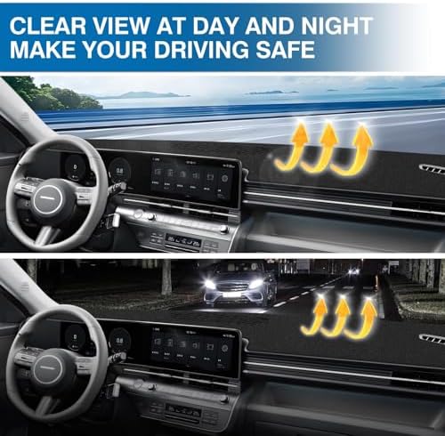 KUST Black Dash Cover for Hyundai Kona 2024 2025 2026 Polyester Dashboard Cover - Image 6