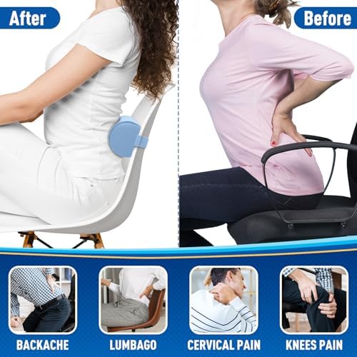 CushZone Memory Foam Lumbar Roll Support Pillow, Large Light Blue - Image 5
