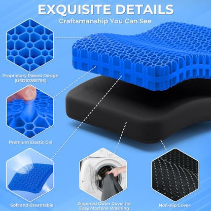 TushGuard Gel Seat Cushion for Long Sitting, Breathable Thick Patent Design - Image 4