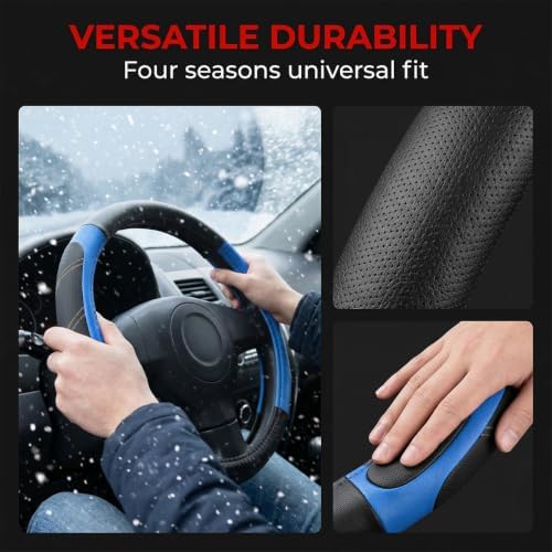 14.5-15 Inch Leather Steering Wheel Cover, Non Slip - Image 4