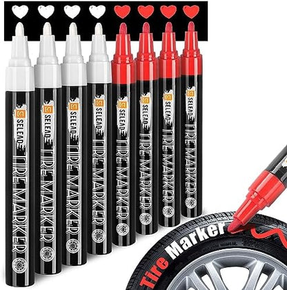 SELEAD Tire Marker White Red for Car Tires Lettering, 8 Pack by SELEAD