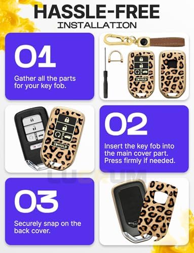Lucrum Compatible with Honda Key Fob Cover & Leather Keychain - Image 6