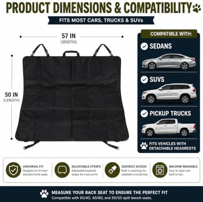 Waterproof Dog Car Seat Cover for Back Seat - Image 2