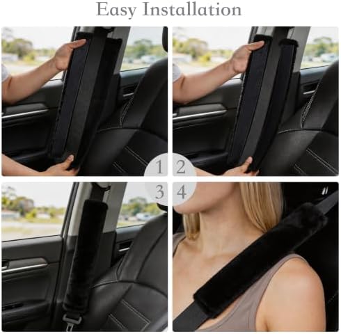 Amooca 2-Pack Soft Furry Universal Seatbelt Cover Car Shoulder Pad - Image 5