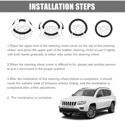 Car Steering Wheel Cover, 15 Inch Anti-Slip Breathable Leather Auto Steering - Image 6