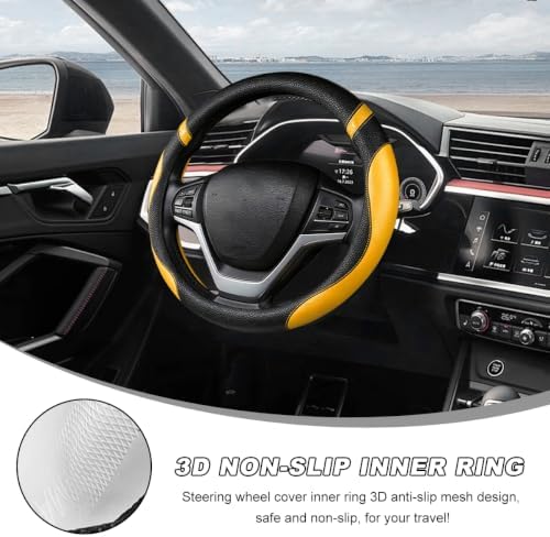 Car Steering Wheel Cover, 15 Inch Premium Leather Breathable Non-Slip Wheels - Image 5