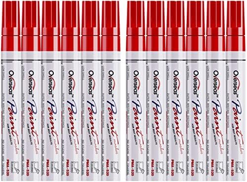 Lesun Overseas 12 Red Paint Pens Permanent Markers, Oil Based Paint Markers by Overseas