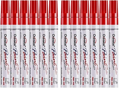 Lesun Overseas 12 Red Paint Pens Permanent Markers, Oil Based Paint Markers by Overseas