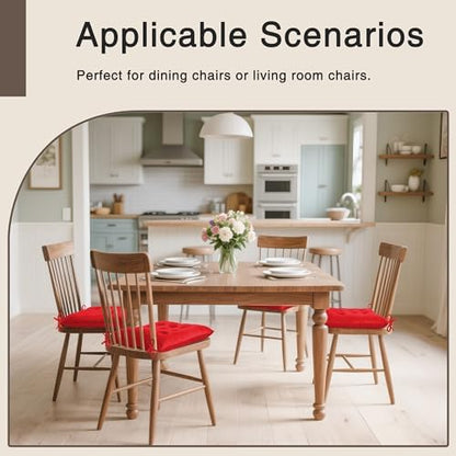 OVOV 4 Pack Chair Cushions for Dining Chairs 15.5"x15.5" Red - Image 5