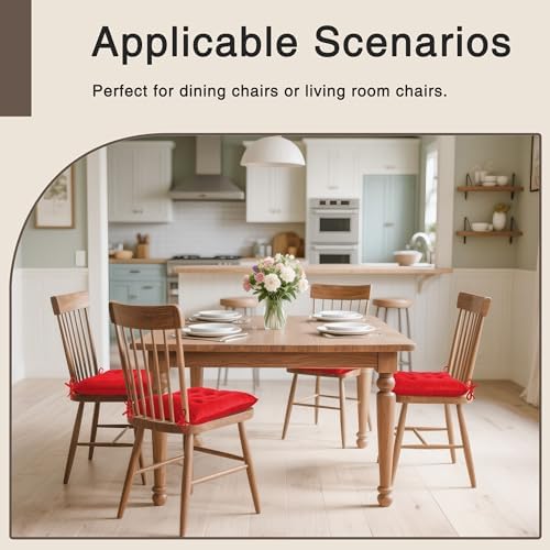 OVOV 6 Pack Chair Cushions for Dining Chairs 15.5"x15.5" Red - Image 5