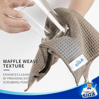 MR.SIGA Waffle Pattern Microfiber Cleaning Cloths, 6 Pack, Sandy Brown - Image 3