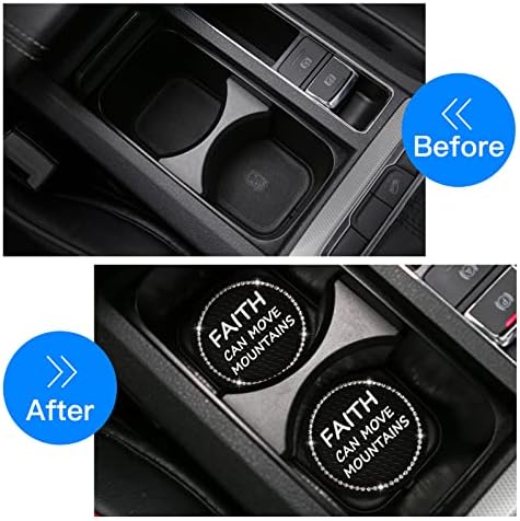 2 Pack Bling Car Cup Holders, 2.75 Inch Bling Crystal Rhinestone Soft Anti-Slip - Image 2