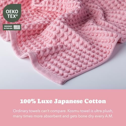 Luxury Organic Japanese Cotton Waffle Bath Towel | Thick, Quick Dry Bathroom - Image 2