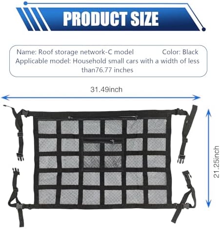 Car Ceiling Cargo Net Pocket, Universal Heavy Duty Automotive Roof Storage - Image 2