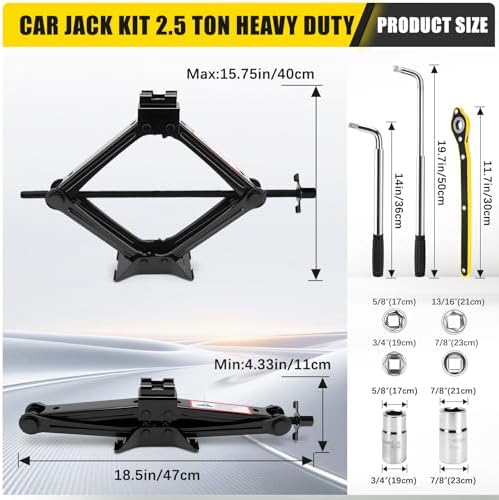 Car Jack Kit, Scissor Jack for Car 2.5 Ton Portable Cars Jack - Image 2