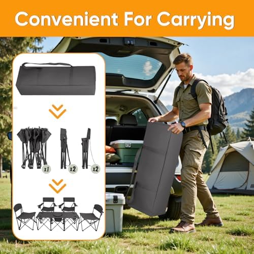 Colorsoul 5 Pcs Camping Chair Set w/Table, Outdoor Folding Chairs - Image 6