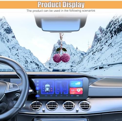 Bling Cherry Car Rear View Mirror Charm, Sparkly Rhinestones Automotive - Image 6