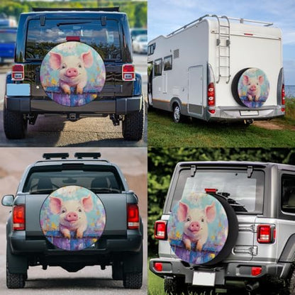 Spare Tire Cover for RV Trailer, Cute Pig Oil Painting Waterproof Sun Leather - Image 6