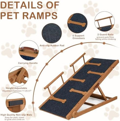 Dog Ramp for Bed, Non-Slip Pet Ramp Adjustable Heights - Image 3