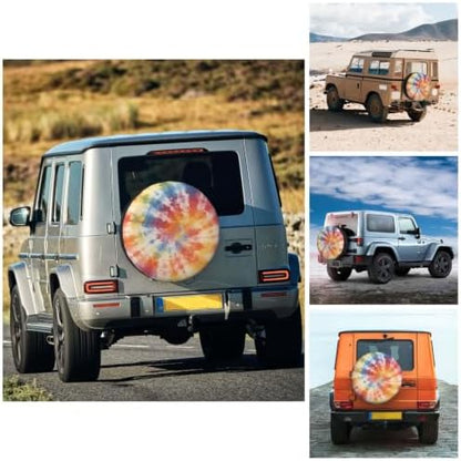 Tie Dye Spare Tire Cover Waterproof Wheel Cover 15 Inch Universal Fit - Image 4