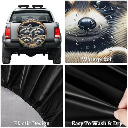 Raccoon Spare Tire Cover 14in Spare Wheel Covers Tire Storage Cover - Image 4