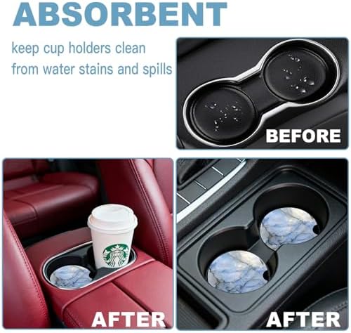 Ceramic Car Cup Holder Coasters Set of 2, 2.56 in Light Blue - Image 7