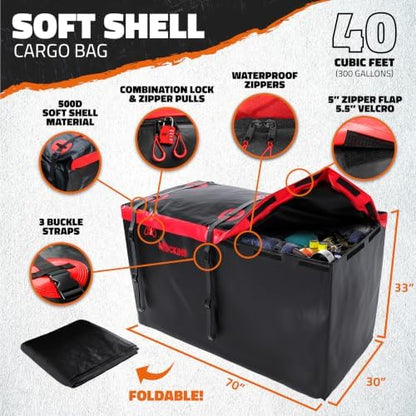 Mockins 70"x30"x6" XXL Folding Trailer Hitch Cargo Carrier w/ 500 Lbs. Cap - Image 5
