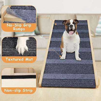YaFiti Dog Ramp for Bed, Folding Wooden Pet Ramp for Small Large Dogs Cats - Image 2