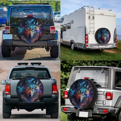 Rv Spare Tire Cover Wheel Cool Galaxy Animal Wolf Tire Covers Wheel Protectors - Image 6